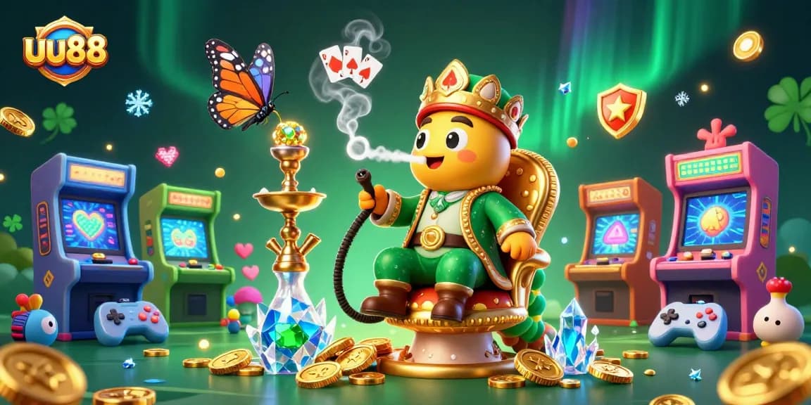 Experience thrilling gaming at uu88 with this vibrant casino-themed illustration.