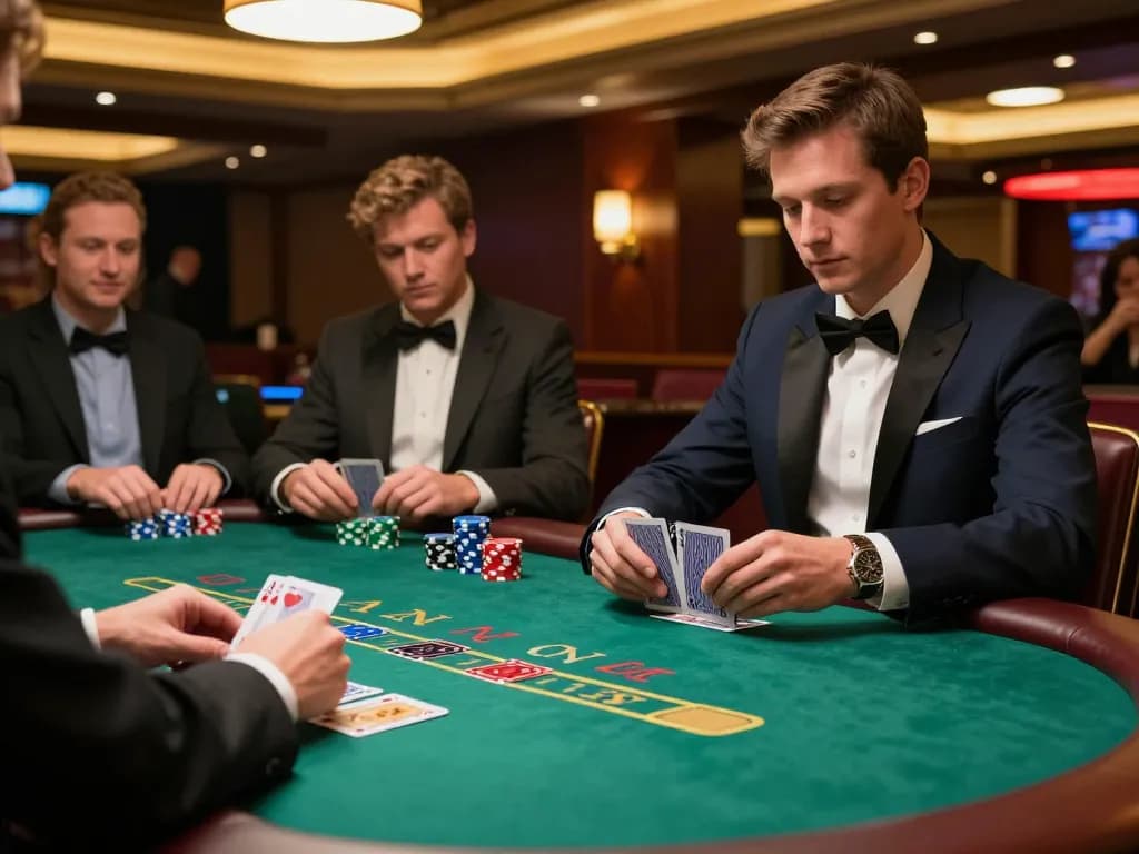 Players at CM88 blackjack table strategizing their bets during an exciting game.