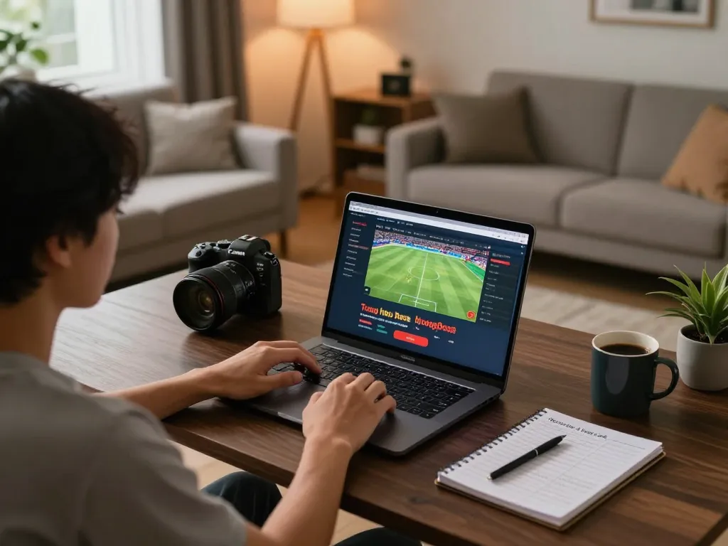 Engaging in online betting on trang chủ bong88 at a cozy home setup, showcasing betting interface.