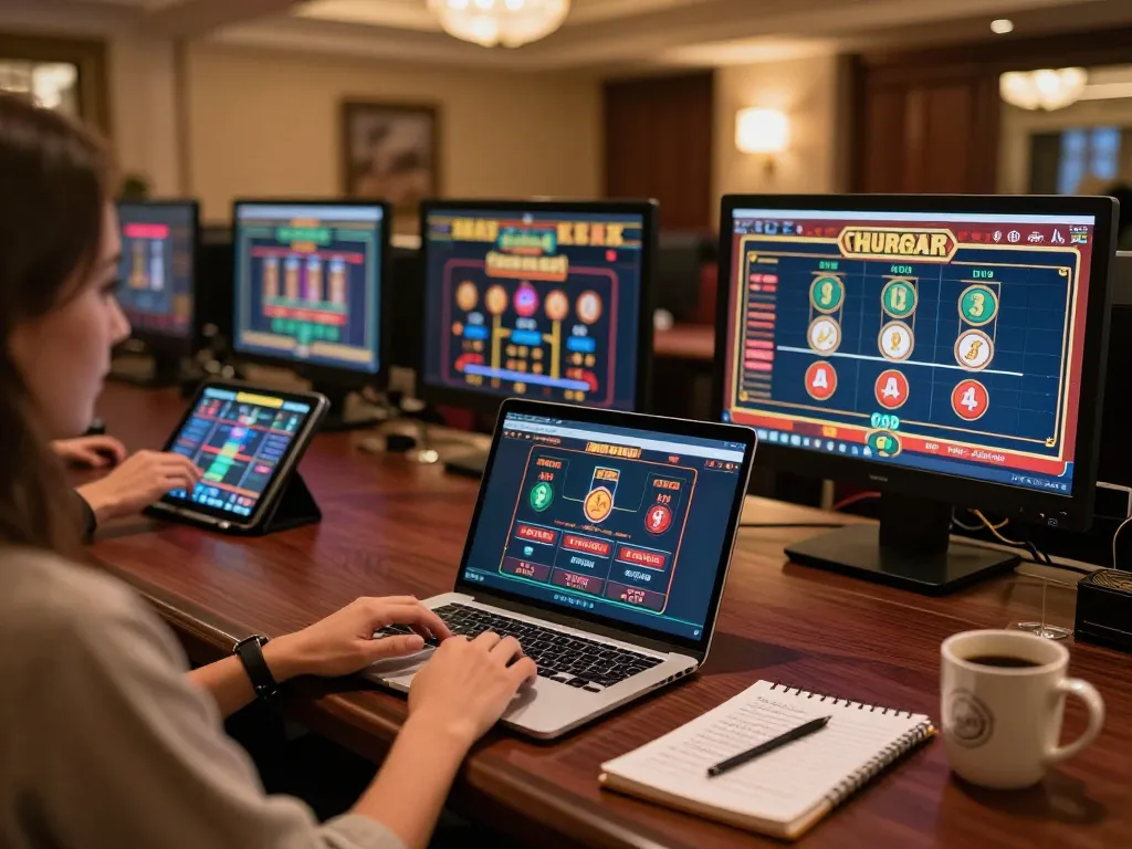 Engaging scene of a player using uu88com on multiple devices for thrilling online gaming