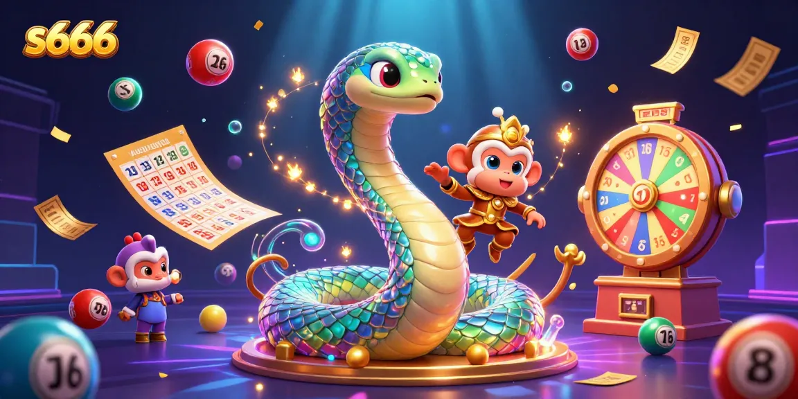 Engage with s666 through this vibrant 3D illustration featuring a spectacular rainbow serpent and monkey king in a dynamic gambling scene.
