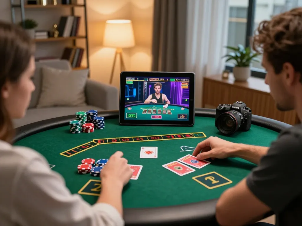 DH88 player enjoying an online casino game on tablet in a cozy home environment