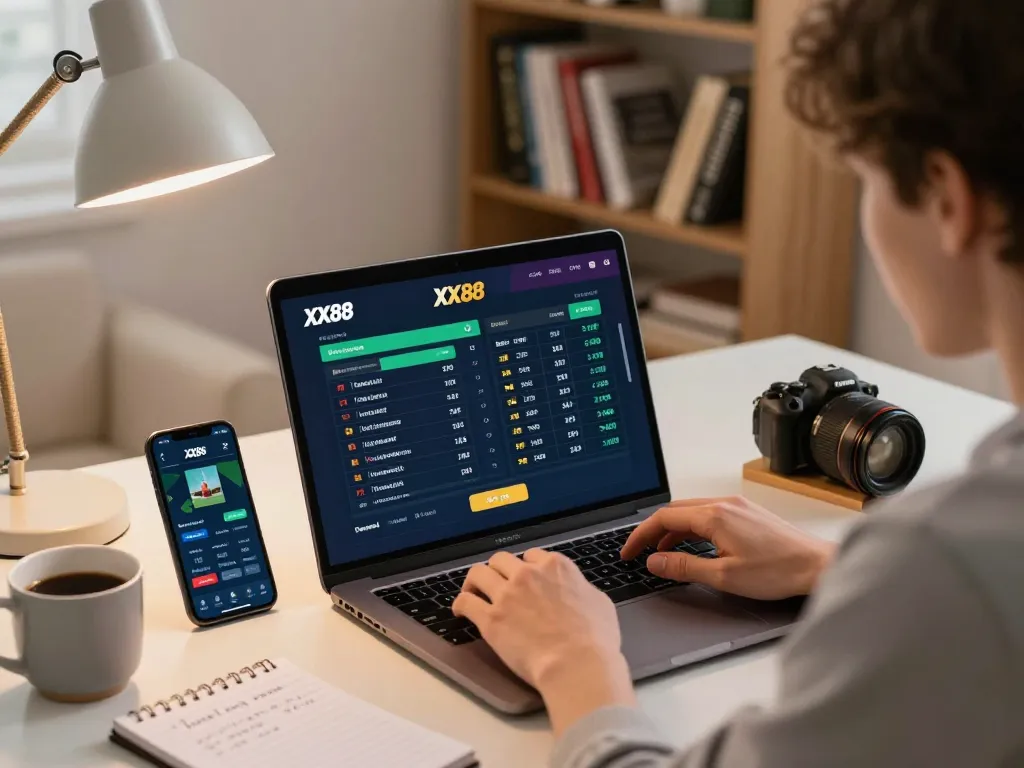 Experience strategic online sports betting at XX88 on a laptop with live odds and betting apps.