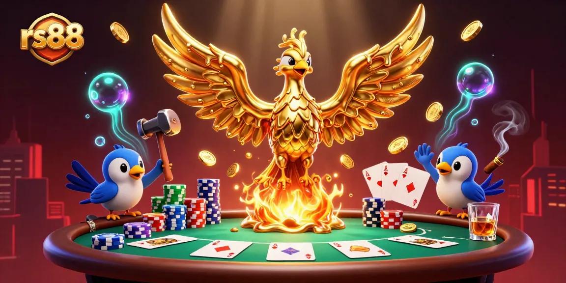 Experience thrilling gameplay at rs88 with molten gold phoenix, poker elements, and vibrant casino atmosphere.