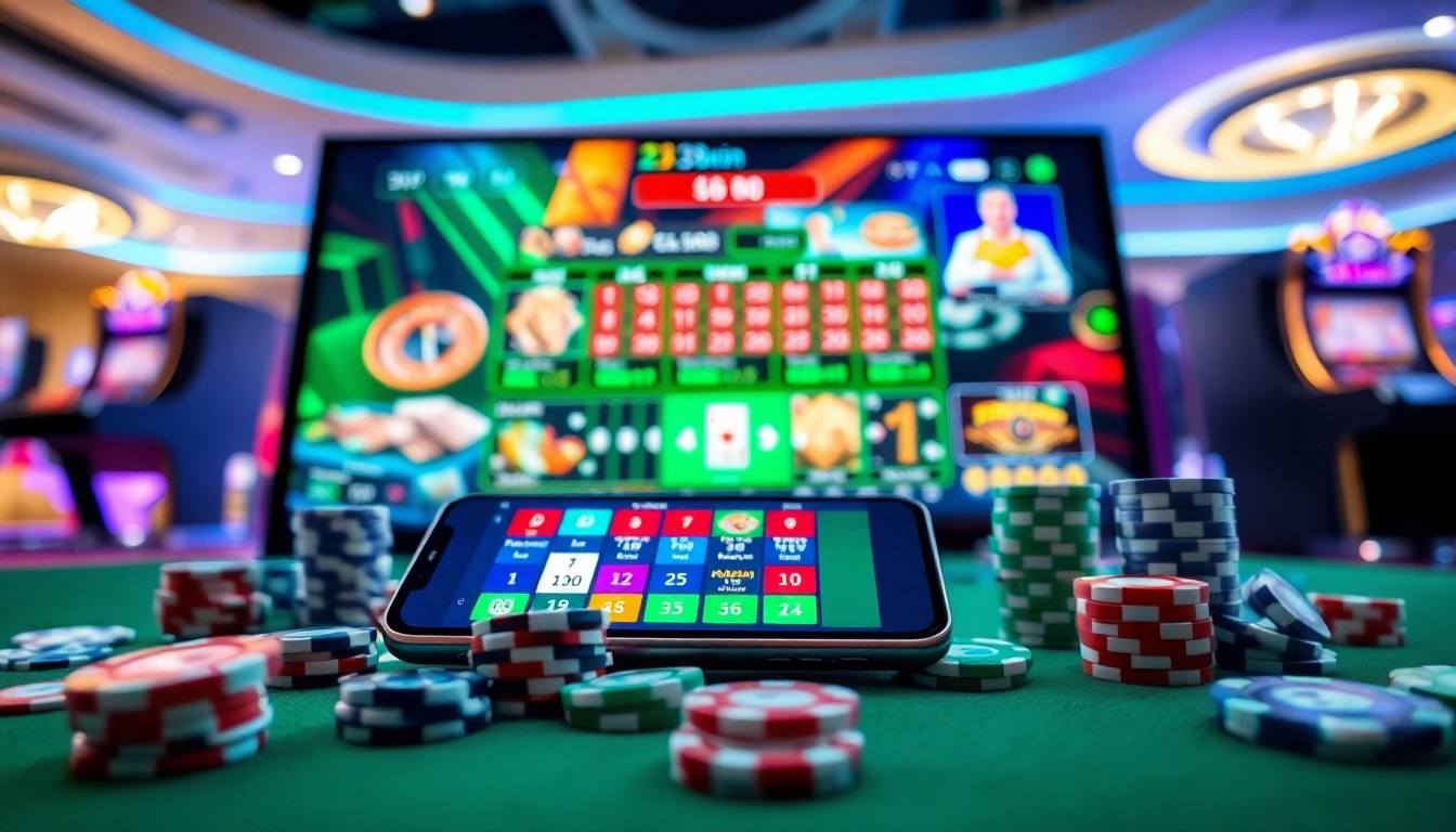 Experience the excitement of online gaming at https://www.23win.world/ with a vibrant digital interface showcasing casino games.