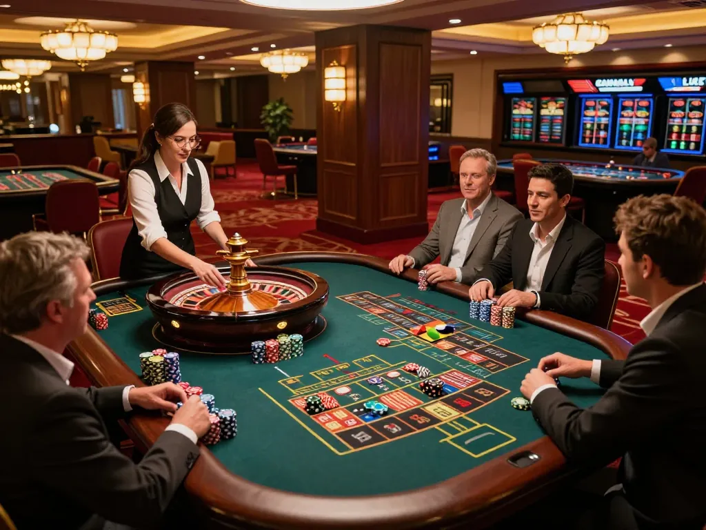 Experience the thrill of betting at https://g28e.com/ with players eagerly watching the roulette wheel spin.
