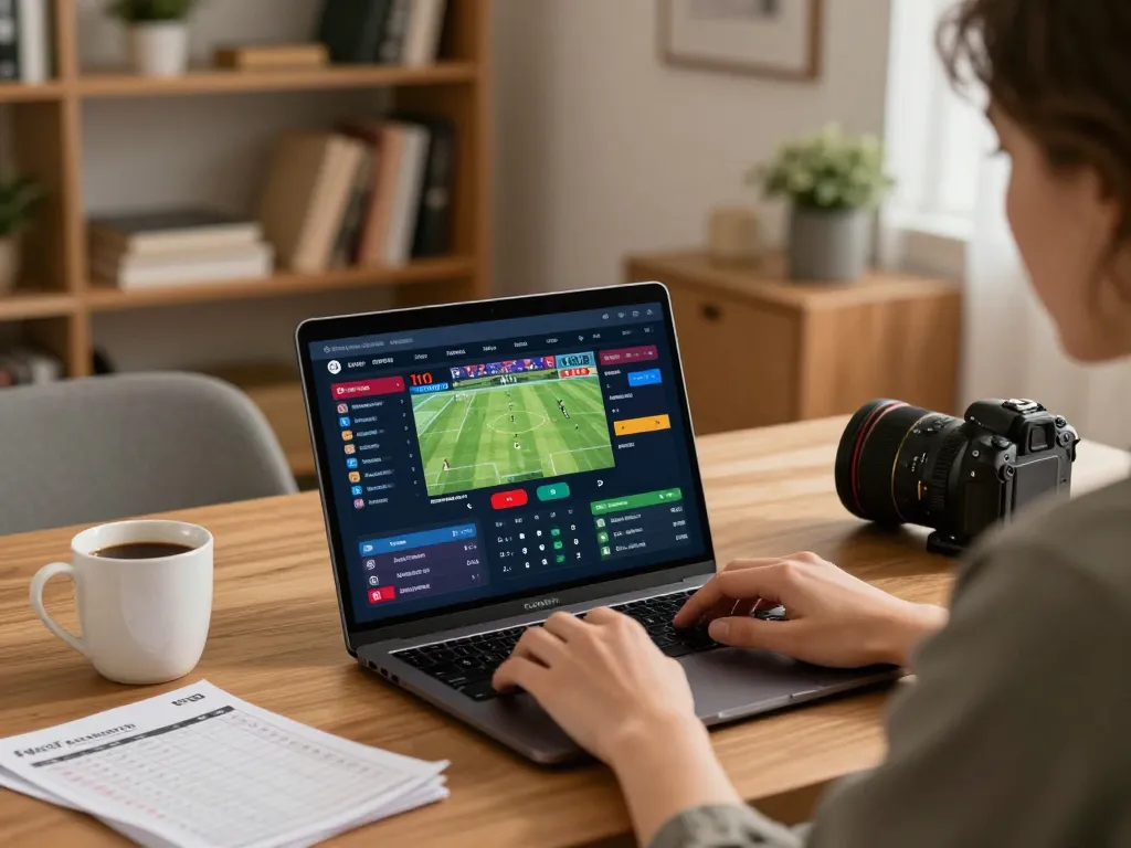 Engaging home sports betting setup showcasing bgd33online interface and strategic betting choices