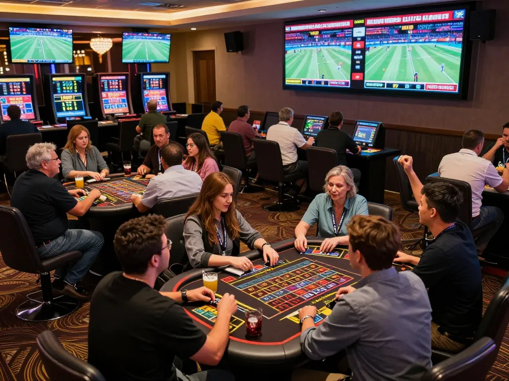 Players enjoying exciting sports betting activities at mb668 casino lounge.