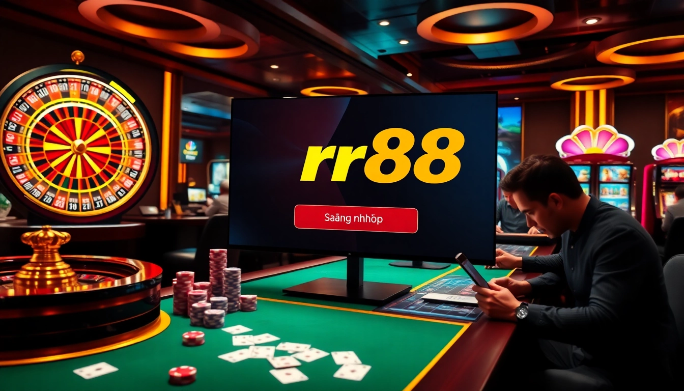 Experience thrilling winnings at rr88 đăng nhập, featuring vibrant casino tables and engaging gameplay elements.