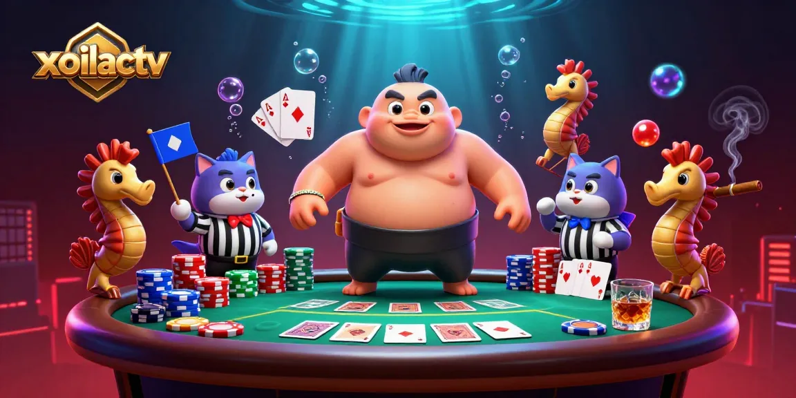 Xoilactv showcases thrilling underwater poker with vibrant characters and casino elements