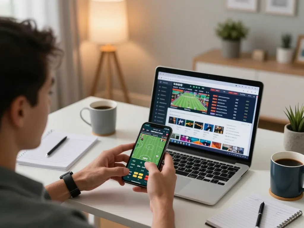Engaging in live sports betting on smartphone while exploring LV 88 online options.