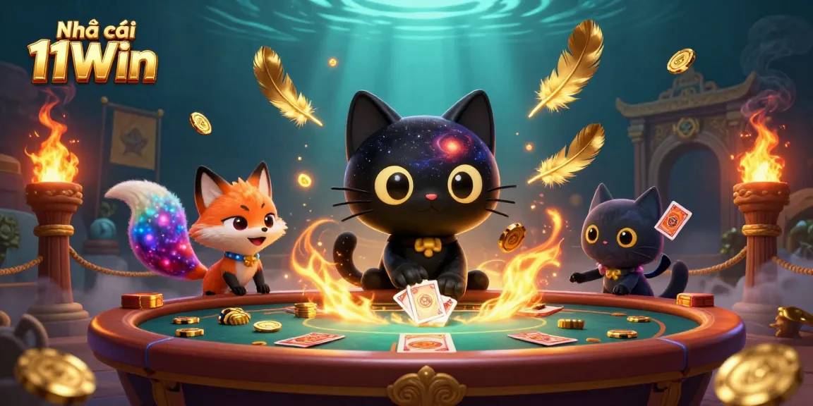Engage in thrilling bets with Nhà cái 11Win at an imaginative cosmic casino illustrated scene.