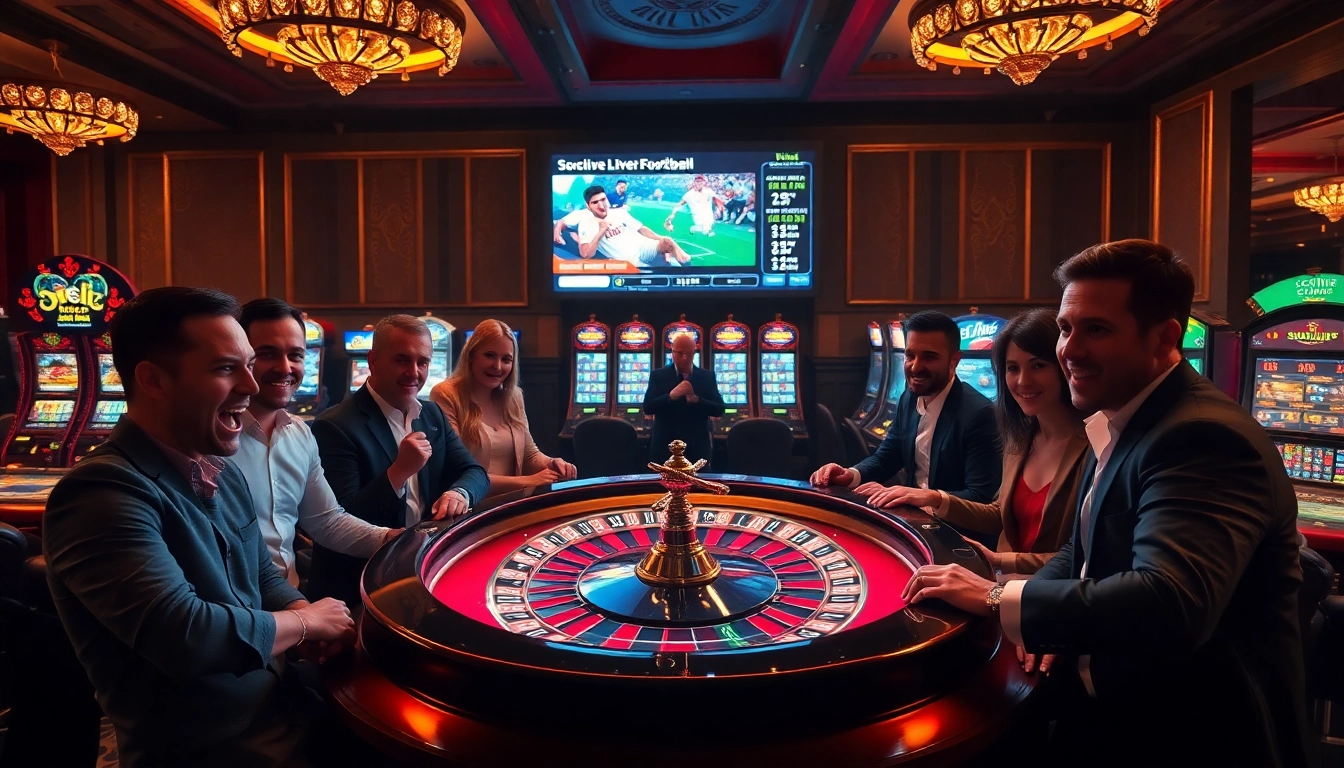 Experience live football streaming at https://socolive.mobi/ with intense gambling action at a luxury casino.