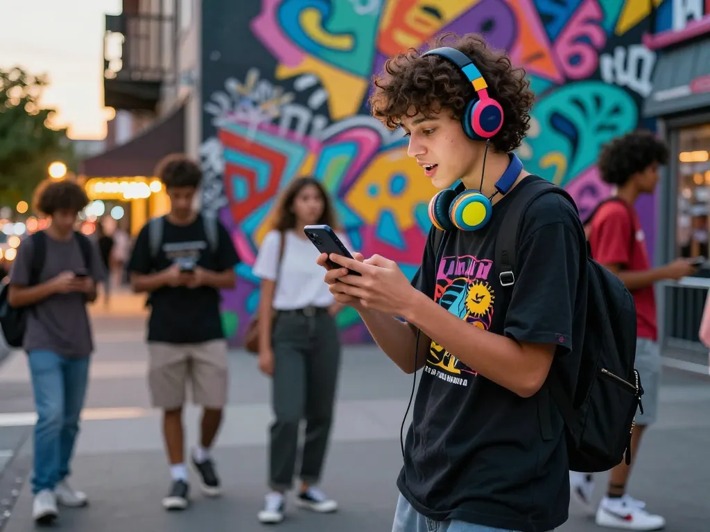 Engaging in ai chat porn conversation with a vibrant urban backdrop.