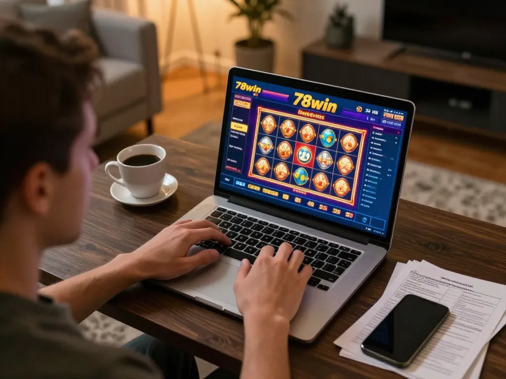 Engaging online gambling with 78win interface, showcasing a dynamic atmosphere