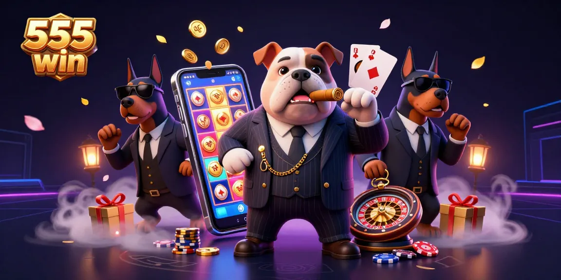 Experience dynamic slots with 555 win, featuring a mafia boss and rich casino elements.