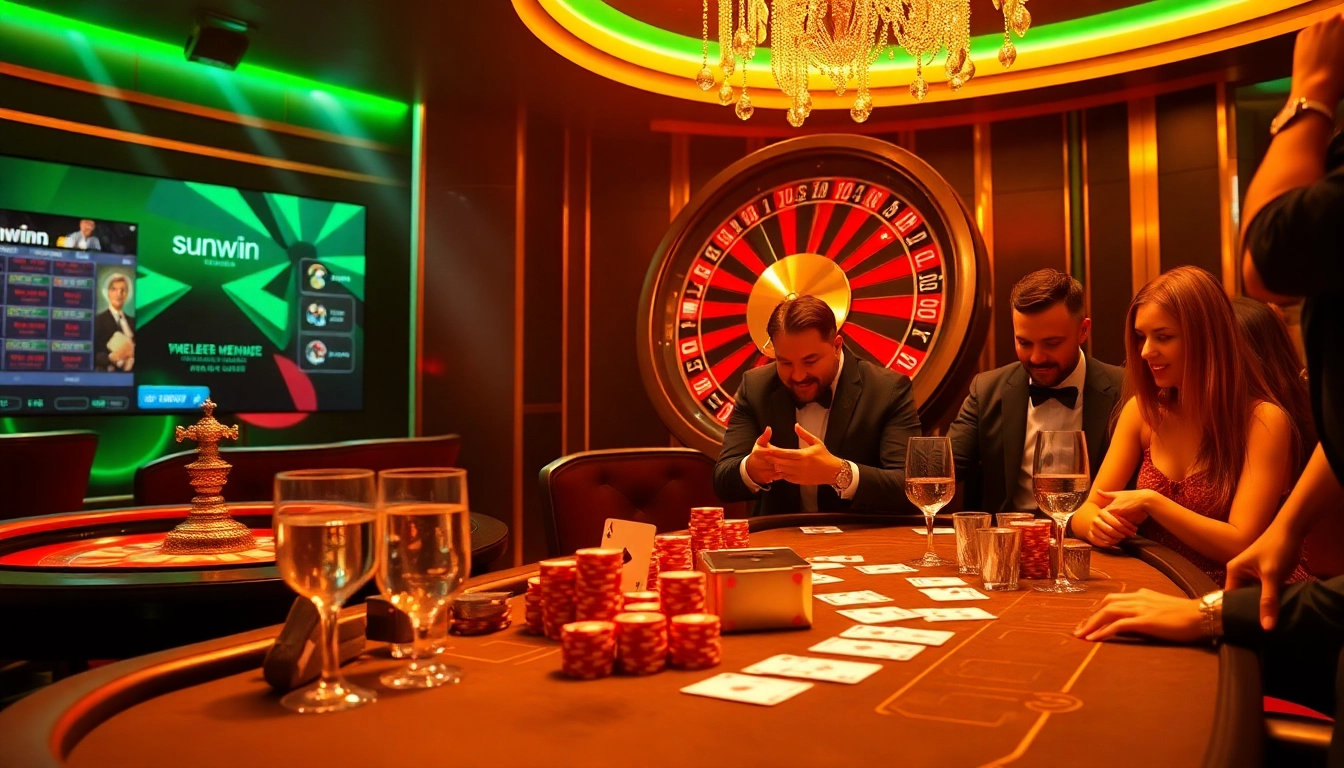 Players are engaging in thrilling games at a luxurious sunwin-inspired casino table.