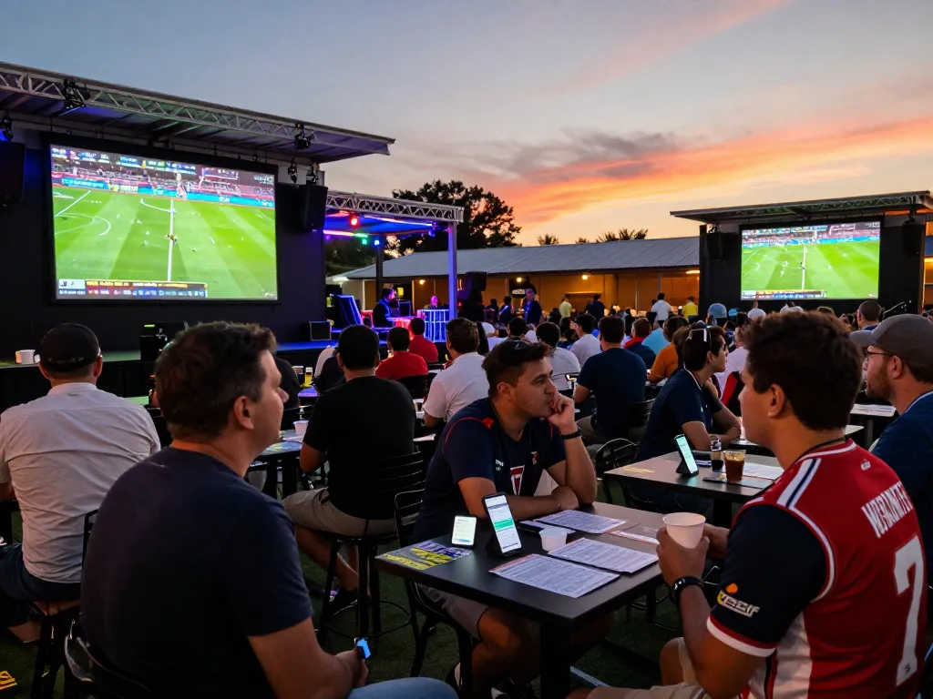 uk88 patrons enjoying live sports betting excitement at a vibrant outdoor venue