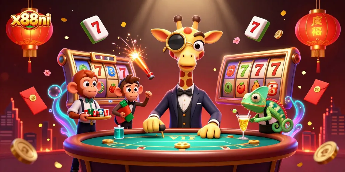 Spin the reels at x88ni, the premier online casino featuring a vibrant giraffe and lively monkey!
