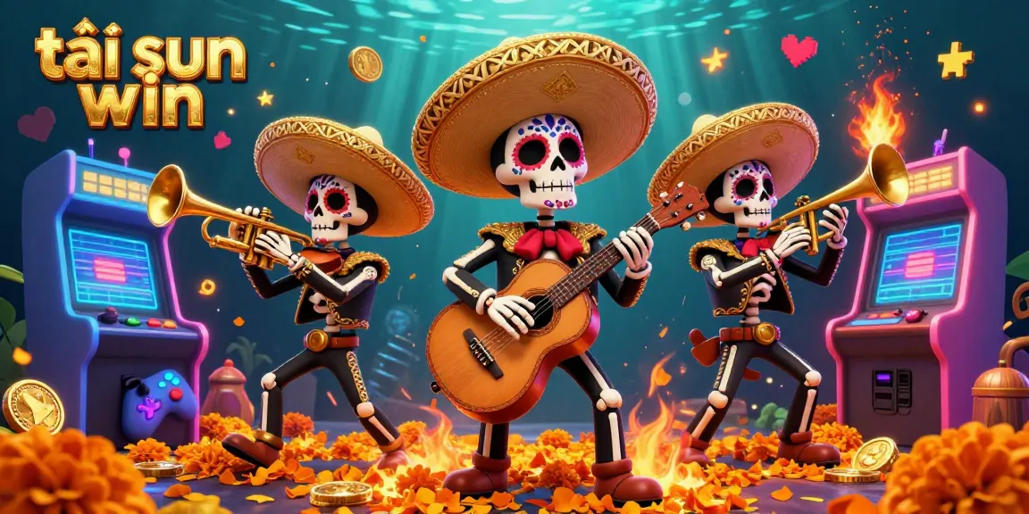 Tải sun win with vibrant characters and casino elements in a dynamic 3D scene.