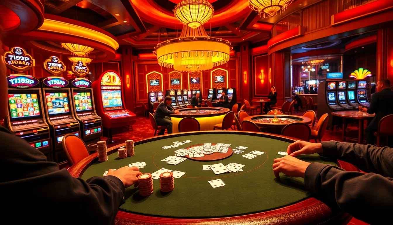 Players engaging at a luxury casino table, experiencing the thrills of 789P gaming.