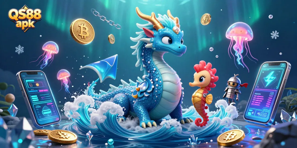 Experience the thrilling QS88 apk with vibrant characters, cryptocurrencies, and dynamic underwater gambling elements.