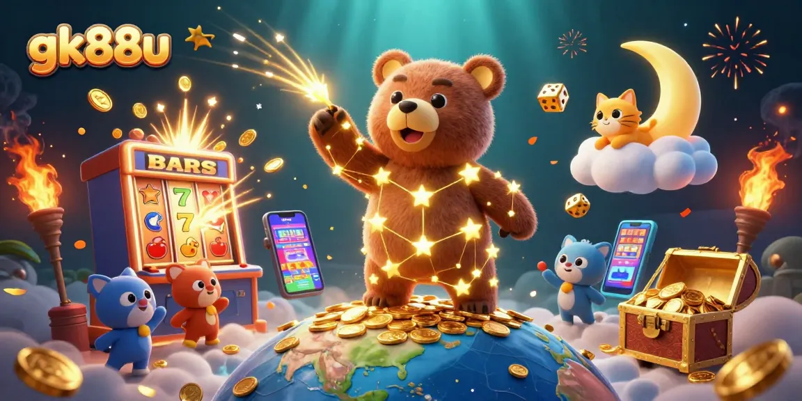 Engage in thrilling gameplay with gk88u's vibrant 3D casino illustration featuring dynamic elements.