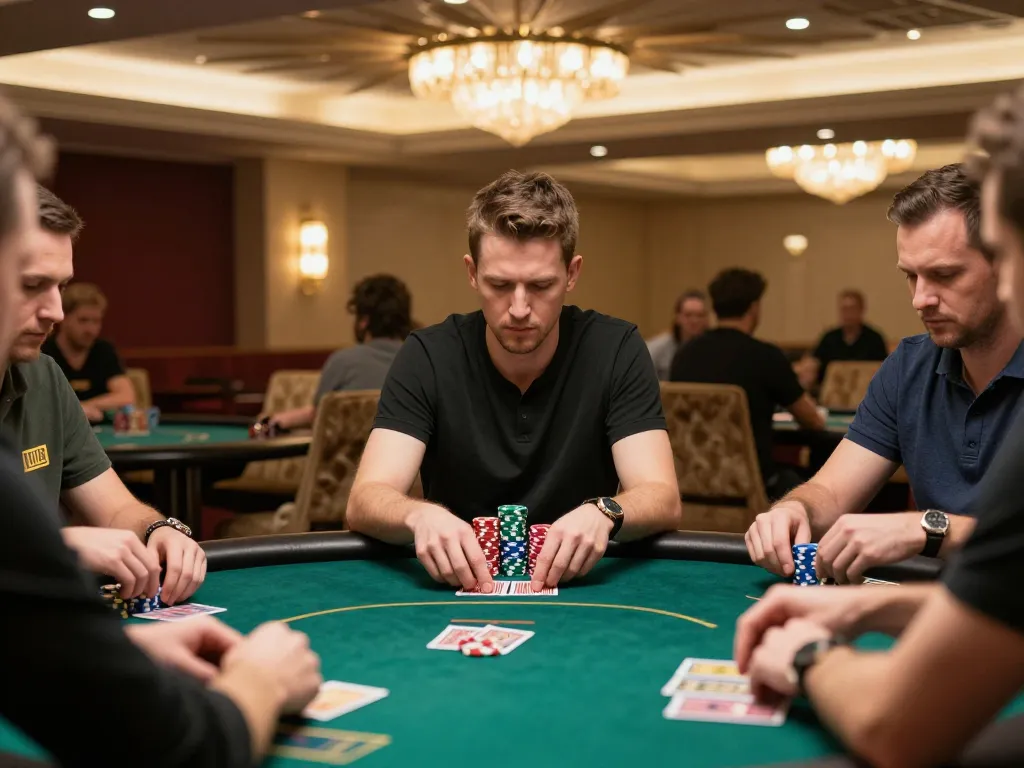 C168 poker strategy moment with intense players focusing on their cards at a high-stakes table