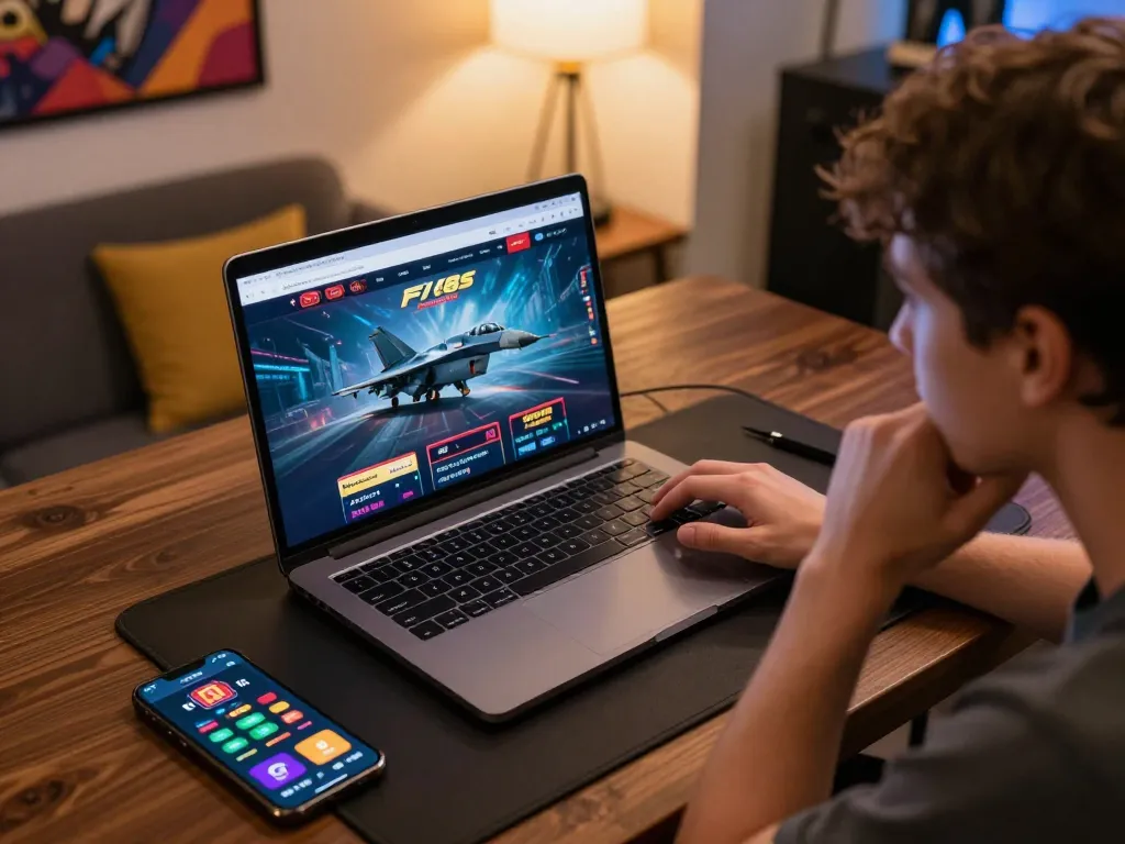 Experience F168s online gaming seamlessly with engaged player enjoying casino gameplay at home