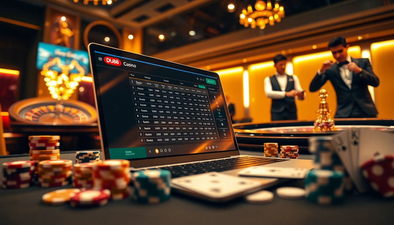Experience thrilling betting with DU88's vibrant online casino interface and casino elements.