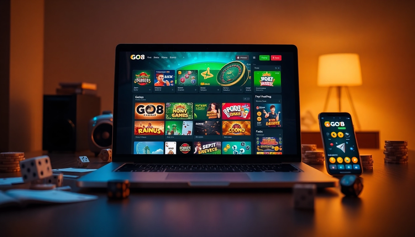 Engaging GO8 online betting scene with vibrant gaming graphics.