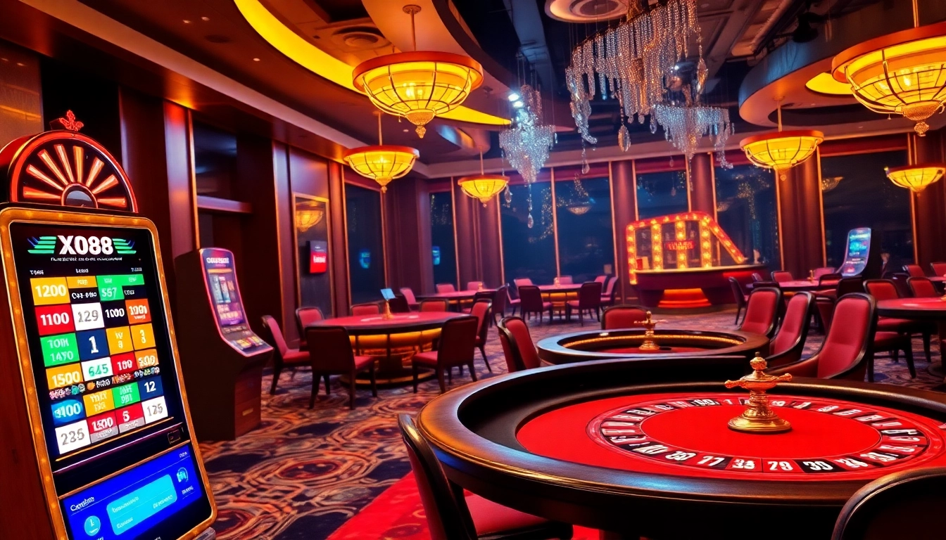 Experience the thrill of gaming at xo88, featuring vibrant casino tables and engaging slot machines.