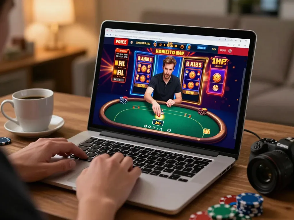 Engaging user places bets on 99ok's casino interface, highlighting online gaming excitement.