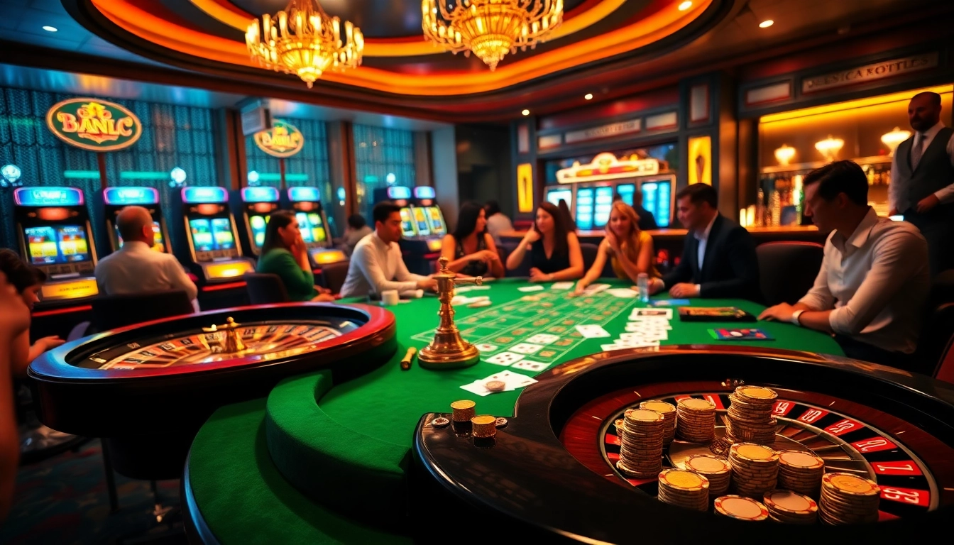 An exciting casino scene with a roulette wheel and poker chips, showcasing https://debet13.com/ strategies for winning.