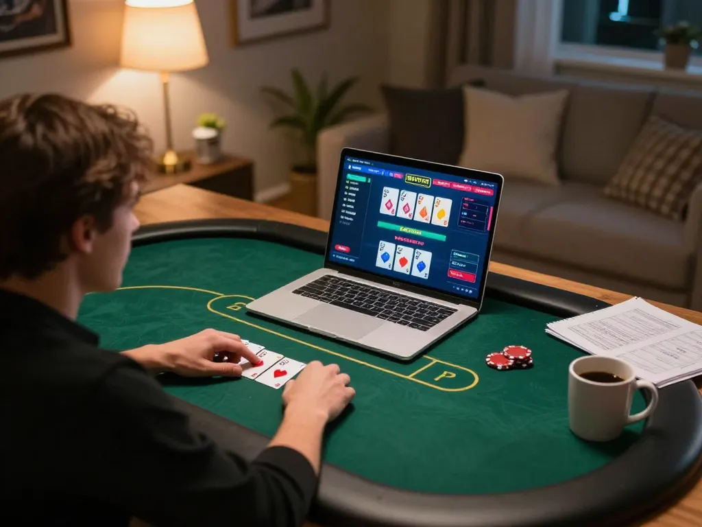 An engaging online gaming scene at trang chủ fun79 with a player strategizing their poker bets