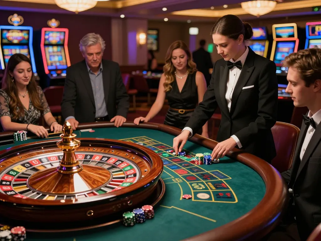 Experience du88 excitement at a roulette table with players placing bets and wheel spinning.