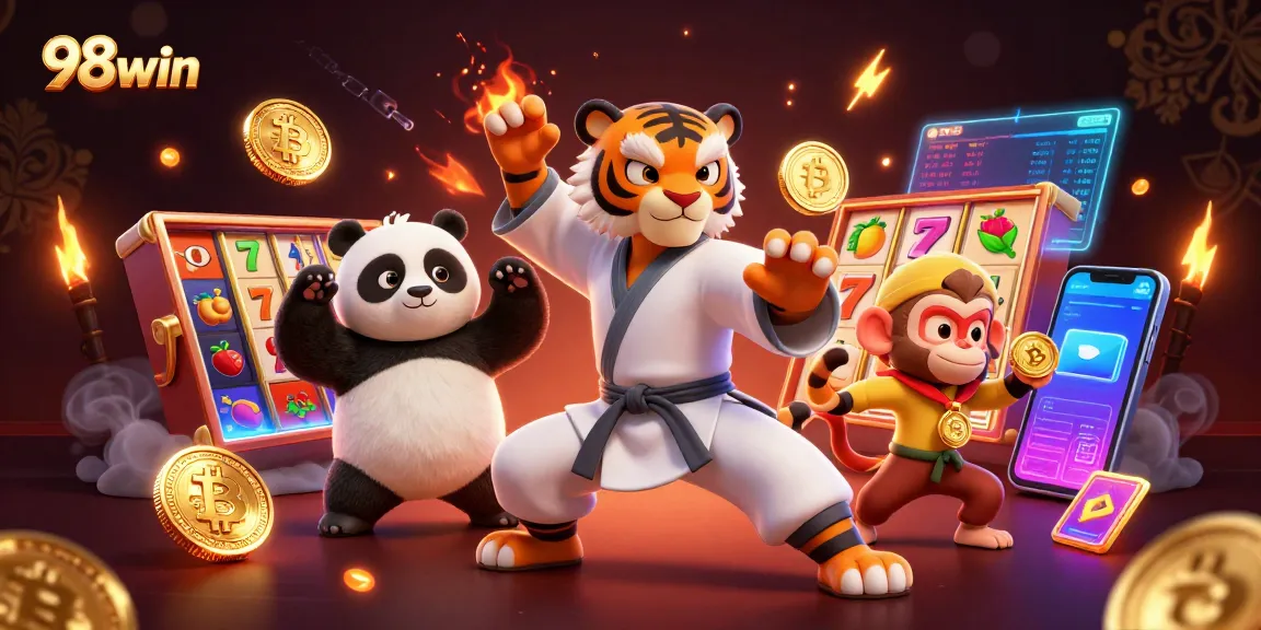 Experience thrilling gaming action at 98win with a kung fu tiger master and jackpot elements.