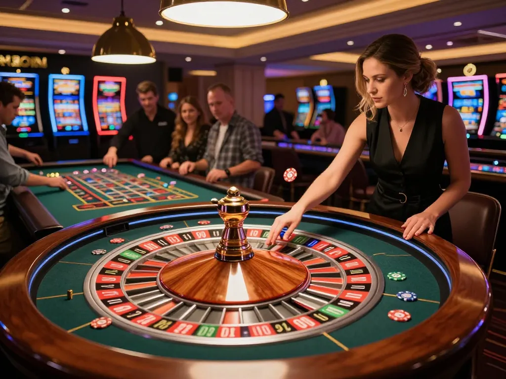 Engaging roulette gameplay at a casino, with players placing bets at five88 table