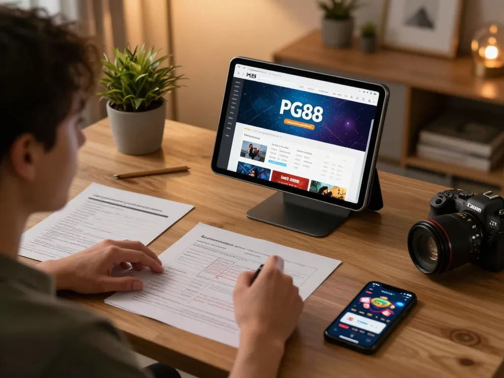 Engaging with the PG88 platform showcases responsible gaming strategies in a cozy home setting.