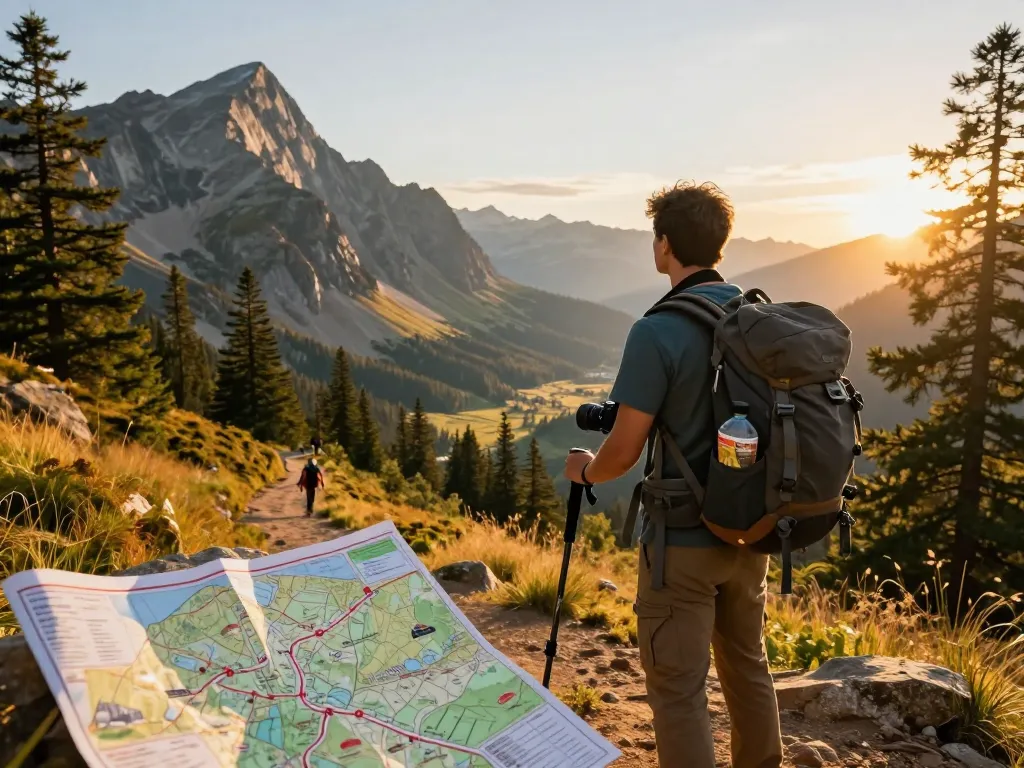Traveler at mountain viewpoint embracing adventure and exploration with Fly88 gear.