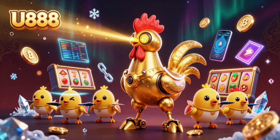 Experience thrilling gaming with U888 in this vibrant 3D casino scene full of lucrative symbols and dynamic action.