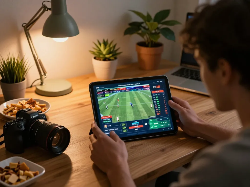 Fabet88 user placing bets on a tablet during an exciting online sports betting session.