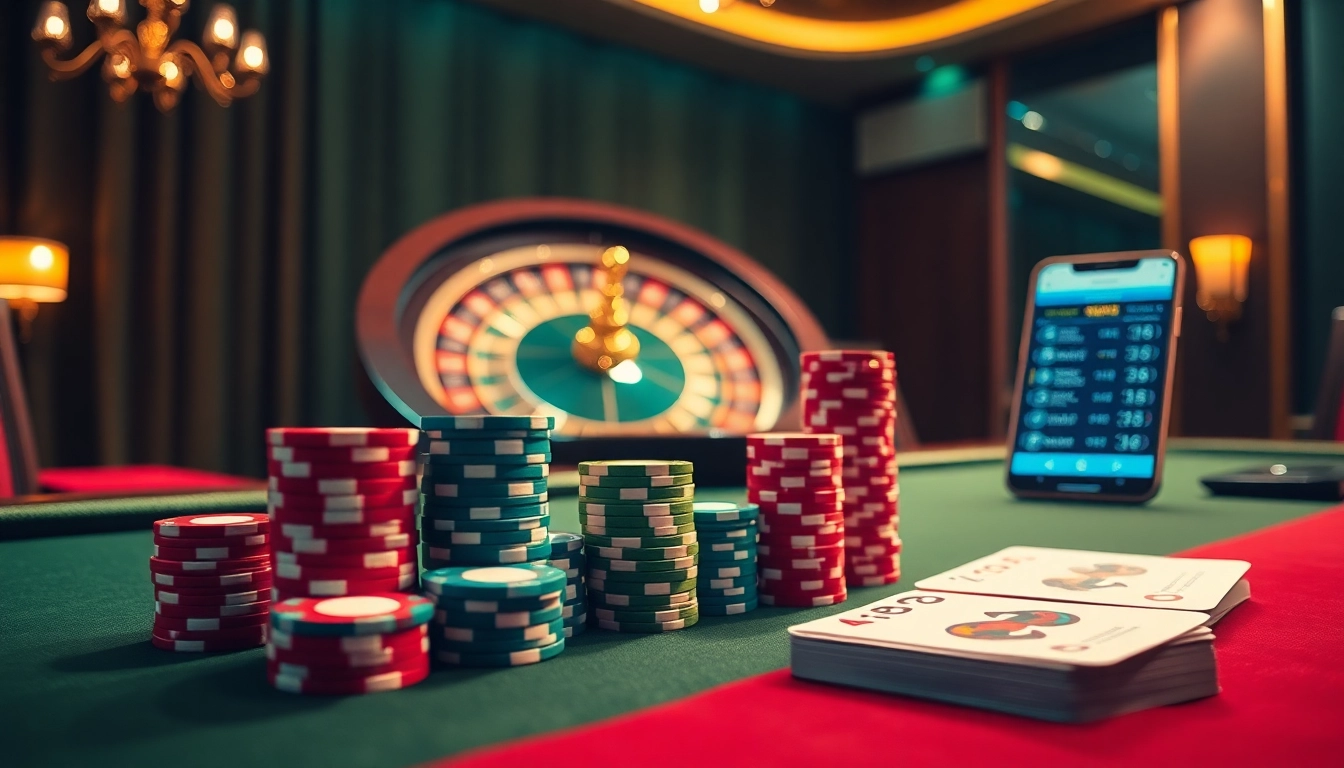 Experience the thrill of SV66 with vibrant poker chips and an elegant casino setting.