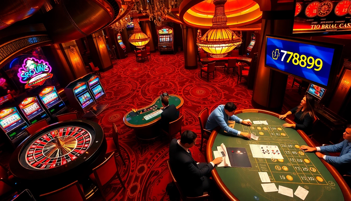 Engaging scene of casino gaming with 789p action, featuring roulette, slots, and poker excitement.