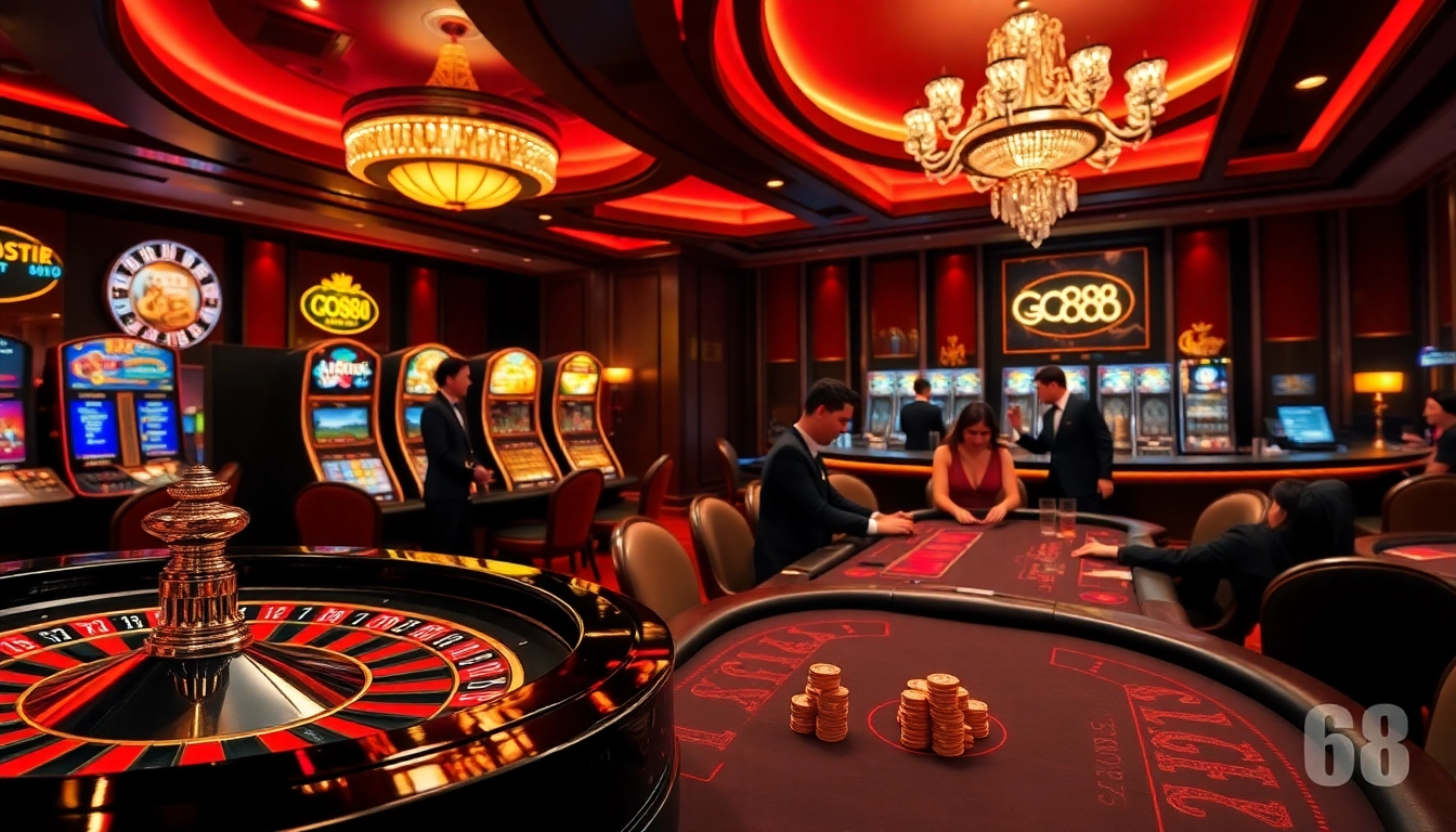 Experience the excitement of GO88 with stunning casino tables and engaging players.