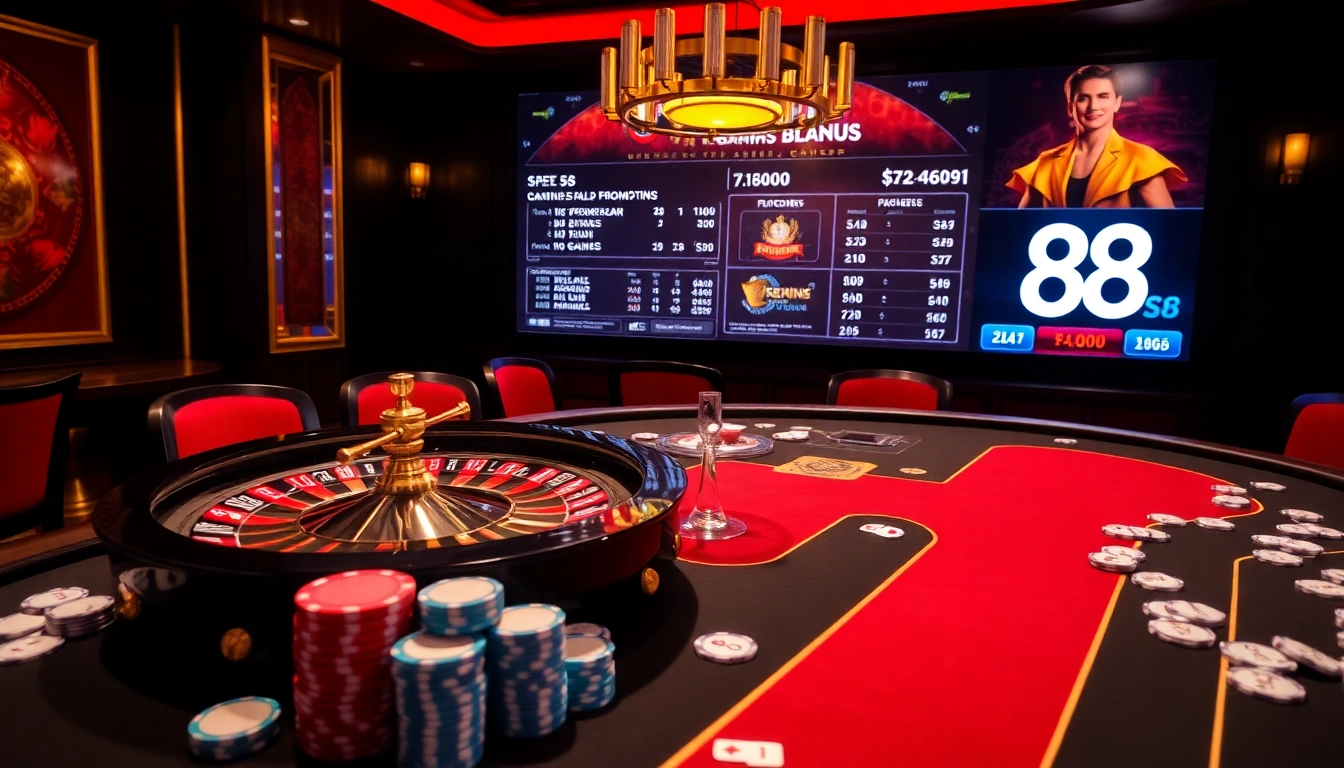 S8 casino scene showcasing poker chips and roulette wheel in an elegant gaming atmosphere.