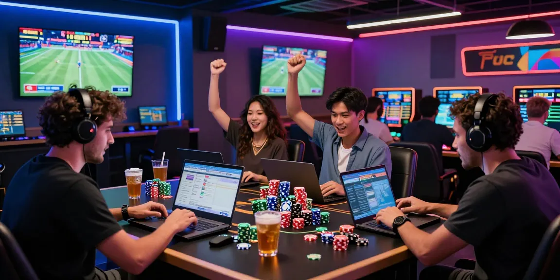 Enthusiastic players engaging with 181bet in a vibrant gaming lounge atmosphere, showcasing live sports and dynamic betting.