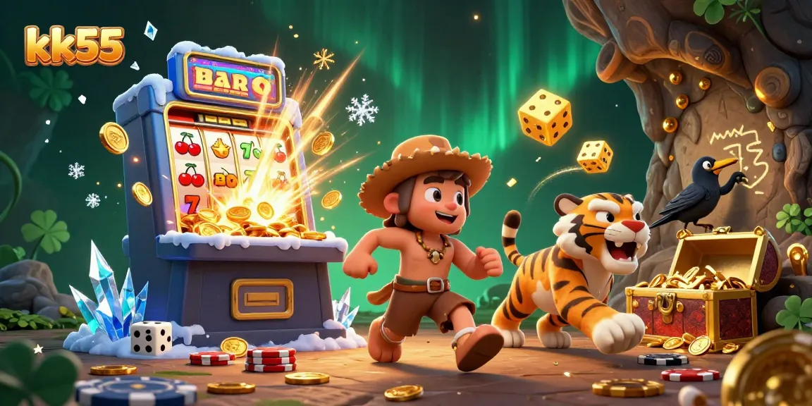 Spin and win at kk55's vibrant casino experience with colorful characters and dynamic elements.