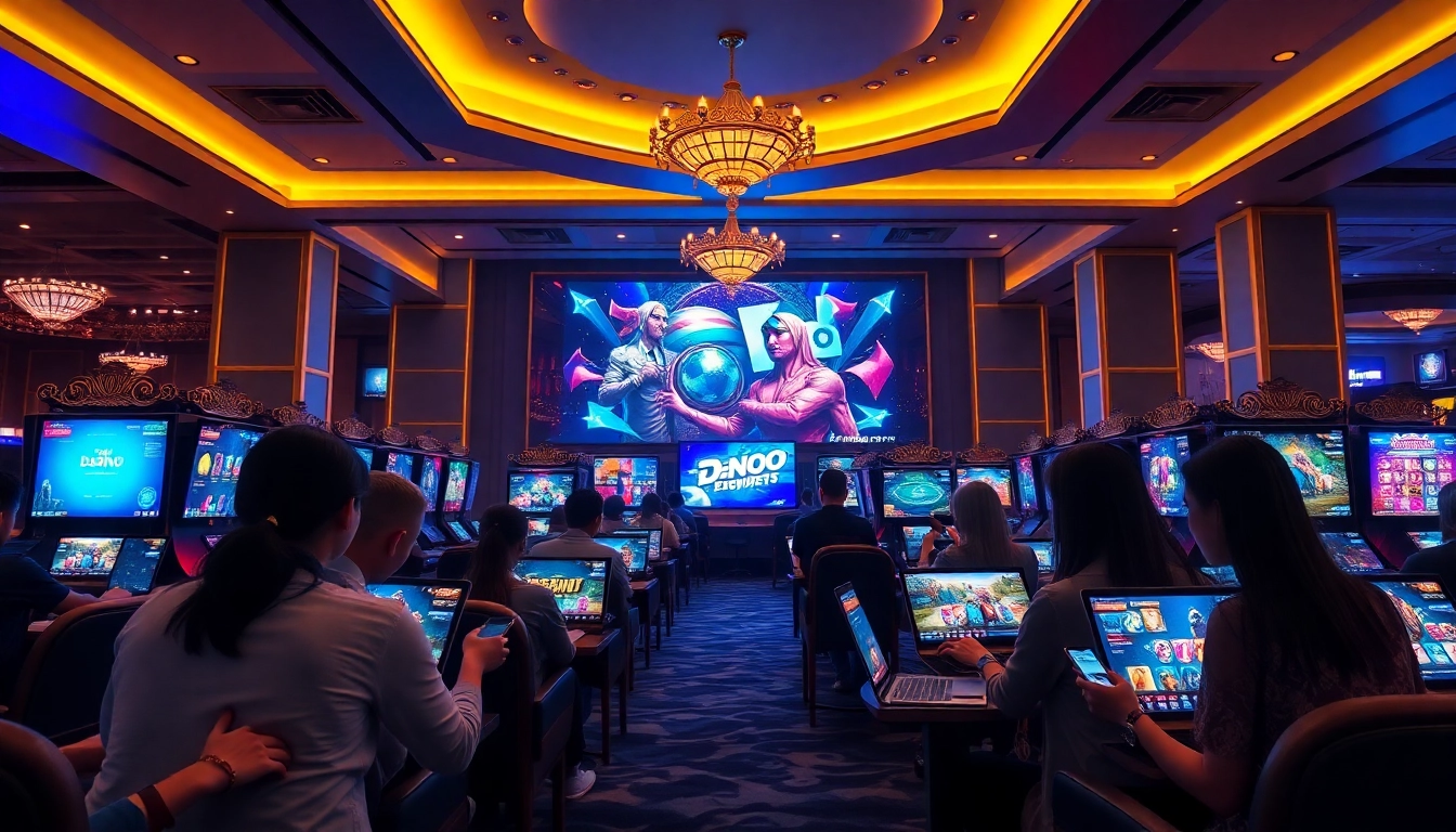 Experience the excitement of dn88, a leading online casino, showcasing players engaged in thrilling games.