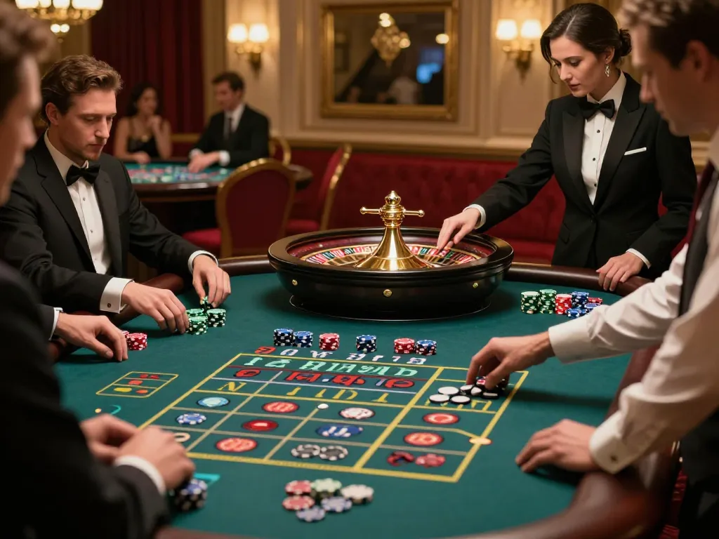 Engaged players at vu88 roulette table, highlighting excitement and strategic gameplay moments.